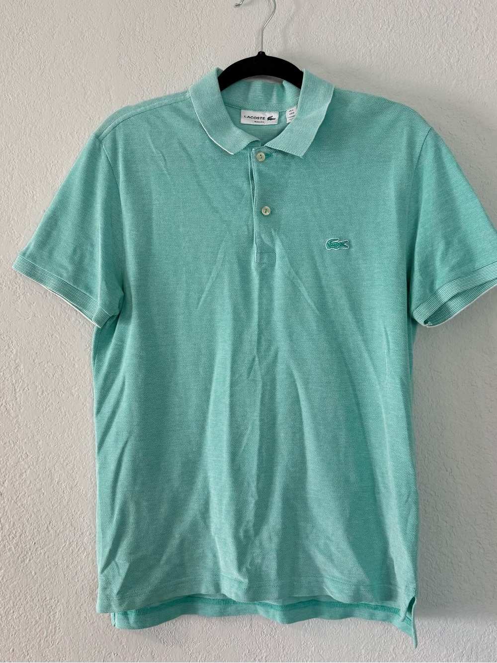 Lacoste Men's Aqua Green Slim Fit Piqué Polo Shirt